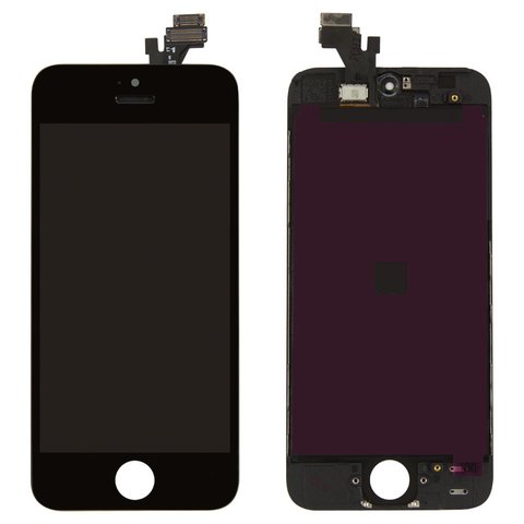 Дисплей для Apple iPhone 5, черный, с рамкой, Оригинал (переклеено стекло) Превью 1