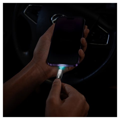 USB кабель Baseus Glimmer, USB тип-C, Lightning, 100 см, 20 Вт, чорний, з індикатором, в нейлоновому обплетенні, #CADH000001 Прев'ю 3