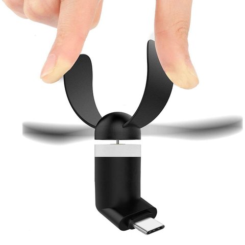 Вентилятор Mini, чорний, мобільний, USB тип-C Прев'ю 5