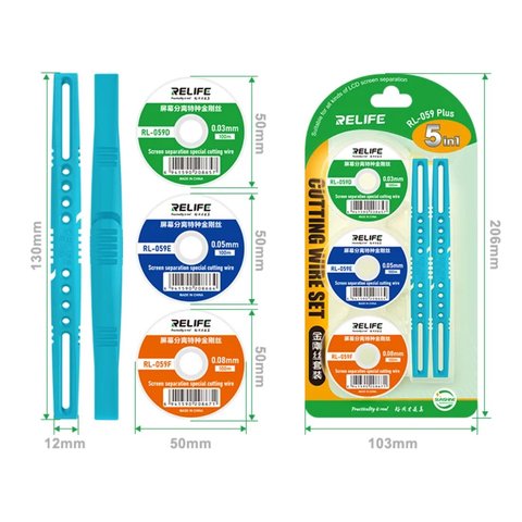 Glass Separator Wire RELIFE RL-059 Plus, (0.08 mm, 0.05 mm, 0.03 mm, 100 m, 5 in 1) Preview 1