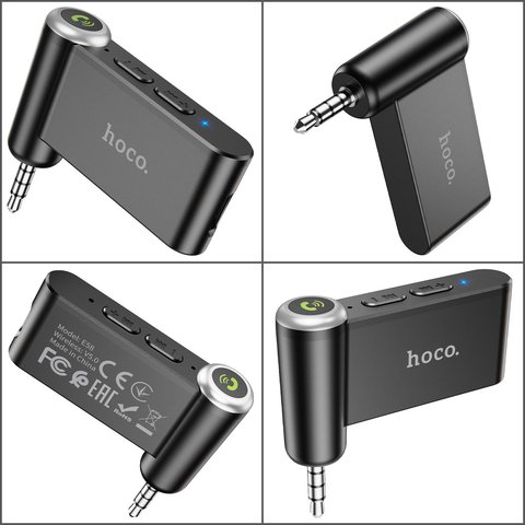 FM Transmitter Hoco E58, (black, with button, USB type C, TRS 3.5 mm) #6931474748768 Preview 1
