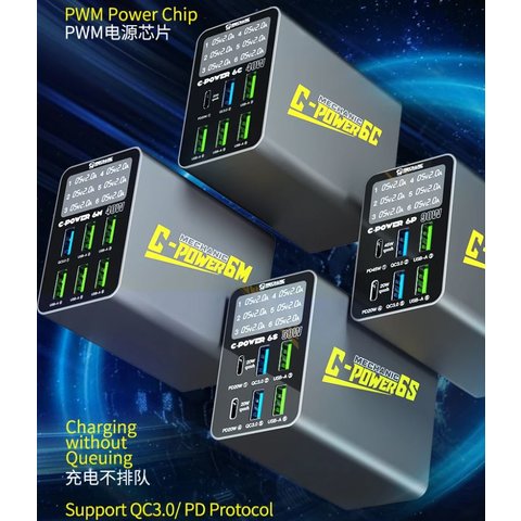 Adaptador de red Mechanic C-Power 6P, 90 W, Quick Charge, Power Delivery (PD), 6 puertos Vista previa  2