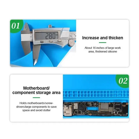 Alfombrilla aislante RELIFE RL-004A, resistente al calor, antiestático, 355 mm, 250 mm, con secciones Vista previa  4