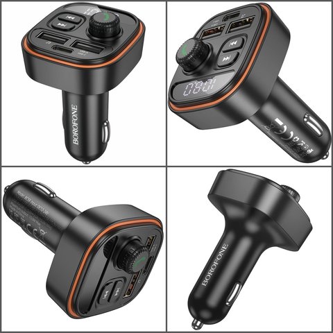 Transmisor FM Borofone BC59, negro, con el botón, USB tipo-A, USB tipo C, #6941991117312 Vista previa  1