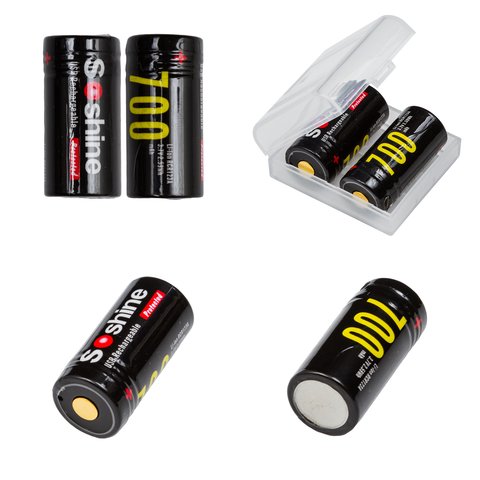 Аккумулятор CR123 Soshine CR123/16340, 3,7 В, 700 мАч, Li-ion, 2 шт., с защитой, в боксе, c кабелем, заряджається від micro USB Type-B Превью 1