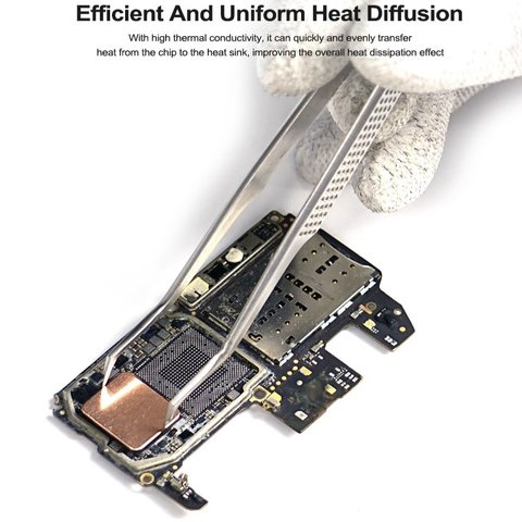 Термопрокладка RELIFE RL-093C, мідна, 0,5 мм, 14 мм, 12,45 мм, 50 шт Прев'ю 4