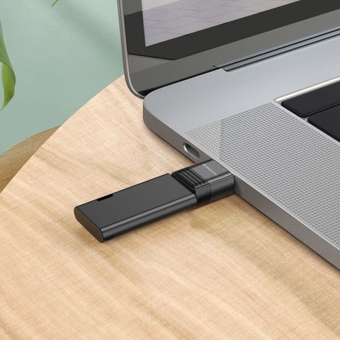 Адаптер Borofone BV18, USB тип C до USB 2.0 тип A, USB тип-C, USB тип-A, чорний Прев'ю 1