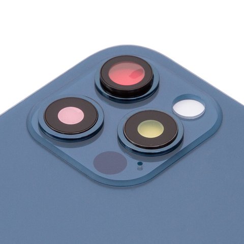 Задняя панель корпуса для iPhone 12 Pro, синяя, со стеклом камеры, small hole Превью 1